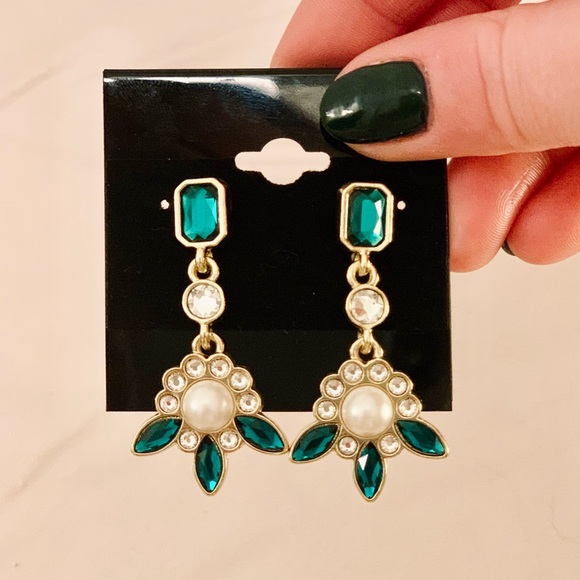 Alex and Ani Marquise Showstopper Earrings in Gold & Green - Picture 2 of 4